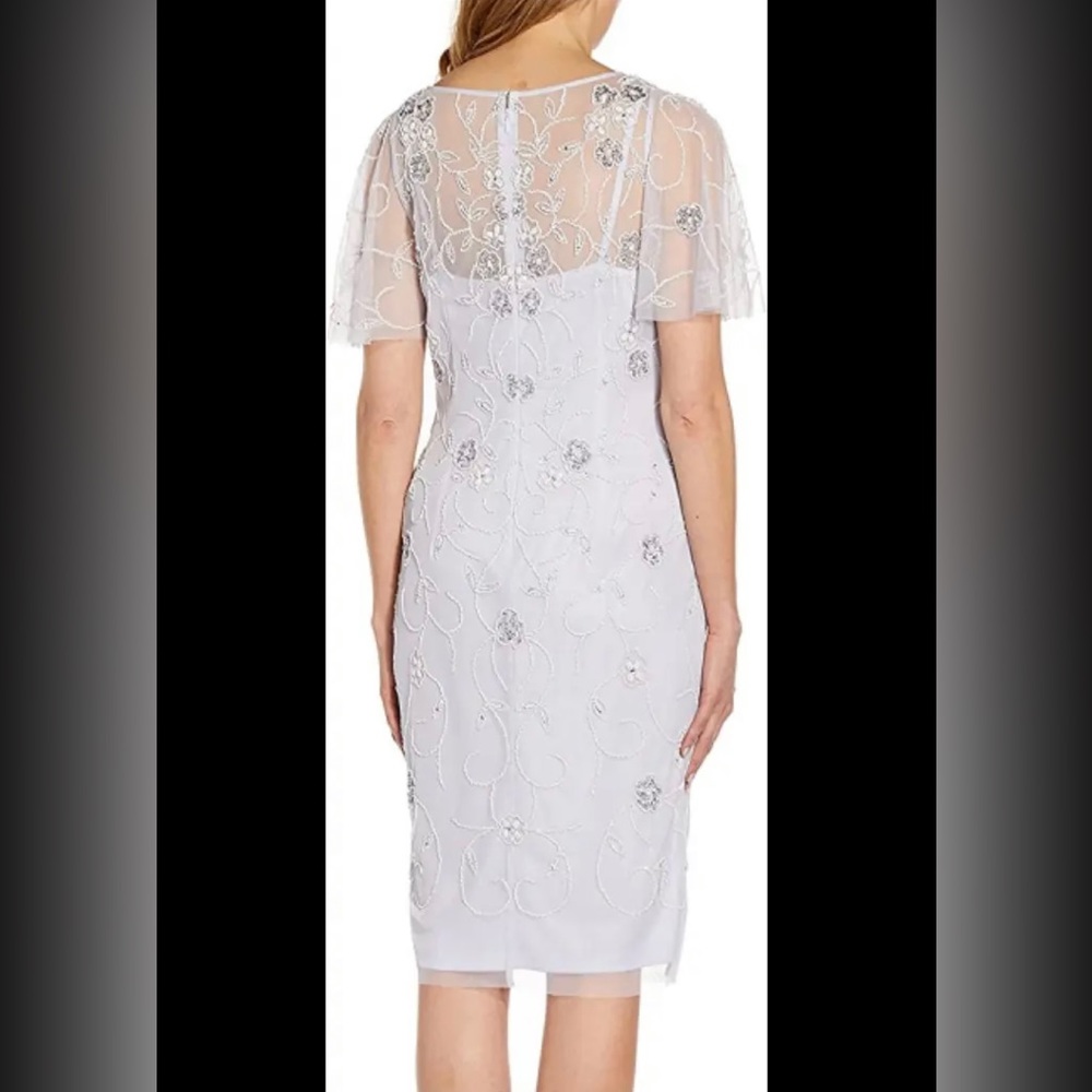 Adrianna Papell Plus Beaded Mesh Sheath Dress New With Tag - Picture 8 of 8